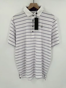 NUEVO Polo Greyson Para Hombre Grande Púrpura Rayas Rendimiento Elastizado Golf - Imagen 1 de 9