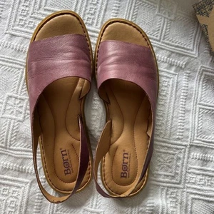 Born Women's Size 9 Inlet Purple Leather Sandals Lightly Worn With Original Box - Picture 1 of 10