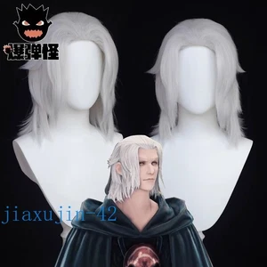 Final Fantasy XIV FF14 Emet-Selch Cosplay weiße Perücke Haare Halloween Zubehör - Bild 1 von 9