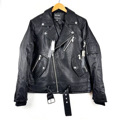 NEW Cult of Individuality Men's Large Faux Leather Moto Jacket Skull Hardware - Image 1 of 4