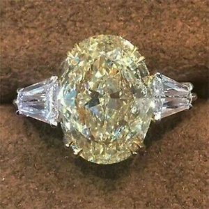 6.00Ct Creado en Laboratorio Citrino Amarillo 14K Bañado Oro Blanco Pedida Boda - Imagen 1 de 13