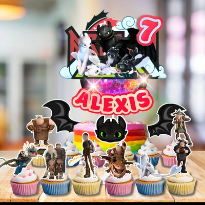 DCBY how to train your dragon cupcake birthday party supplies centerpiece decoration