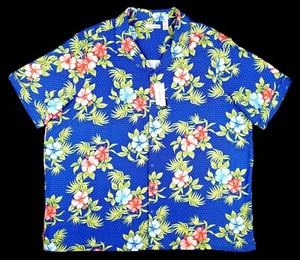 Cubavera Men's 4XLT Textured Geo Floral Print Camp Collar Short Sleeve Shirt NWT - Picture 1 of 12