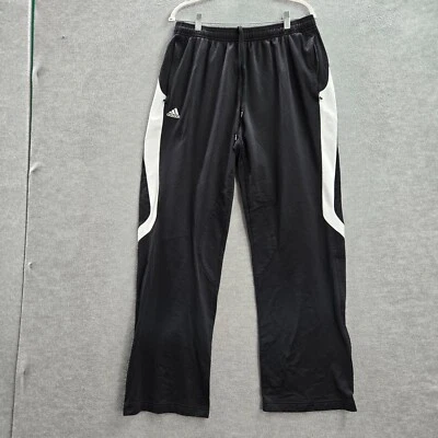 Adidas Men Activewear Track Pants XL Black Climalite Logo Zip Pockets Drawstring - Image 1 of 4