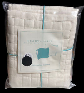 Ready -To- Bed By Ann Gish King Quilted Pillow Sham Cream Washable Linen-Cotton
