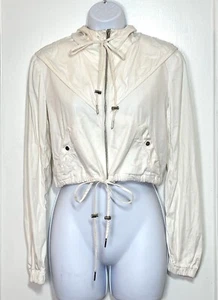 A.L.C. Broderick Hooded Cropped Jacket Cream Ivory Linen Blend Womens Size 6 - Afbeelding 1 van 9