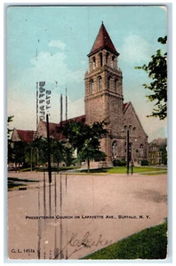 c1910 Presbyterianische Kirche auf der Lafayette Avenue Buffalo New York NY Postkarte - Bild 1 von 2