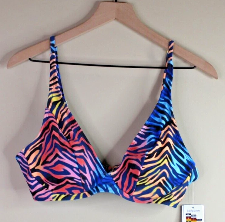 No Boundaries NOBO Juniors Swimsuit Bikini Swim Top Tie Dye Tiger Size Xl 15-17