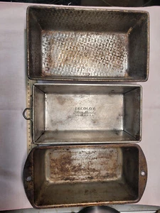 VINTAGE BAKE KING AND ECKOLOY SILVER BEAUTY AND UNNAMED BREAD PANS LOT OF 3 - Picture 1 of 7