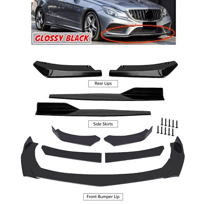 Kit de carrocería de alerón inferior divisor de labios parachoques delantero negro brillante para Mercedes-Benz Foto 1 de 4