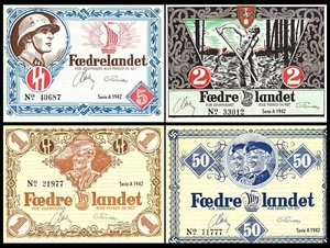 Currency Denmark 1942 WW2 Danish Legion Feldpost War Occ Set Unc AUTHENTIC!!! - Picture 1 of 9