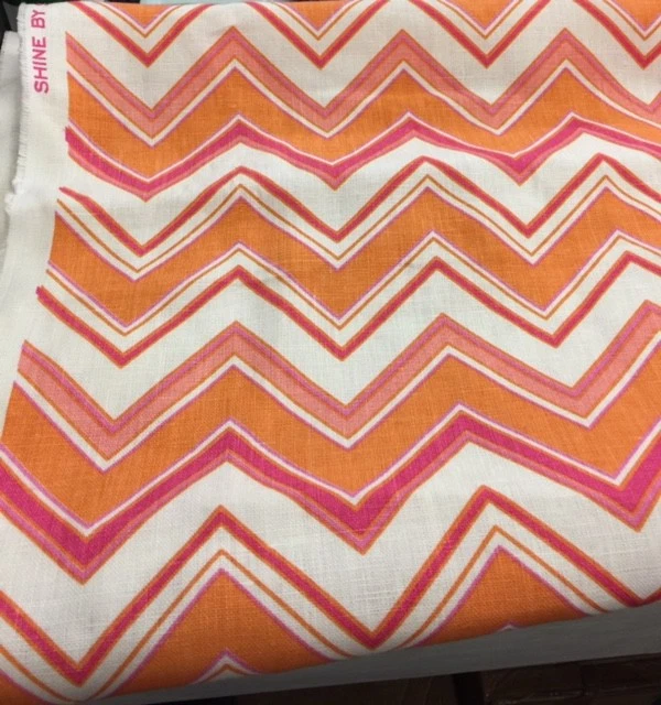 shine delano house chevron zig zag print on linen fabric by the yard - Image 1 of 1