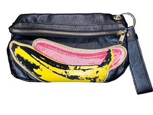 ANDY WARHOL Banana Clutch Wrist Strap Zipper Flocked Dollars Lining Rare Handbag - Picture 1 of 23