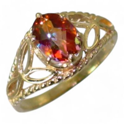 Anillo de mujer Twilight Fire Topacio, oro sólido de 10KY o 14KY, R137 Foto 1 de 4