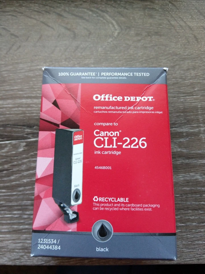 Canon CLI-226 Ink Cartridge Black (office depot remanufactured ink) New - Image 1 of 4