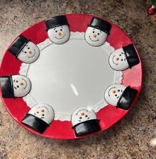 Vintage 3D Snowman Plate Or Santa Plate Party Platter 16" Holiday Tray
