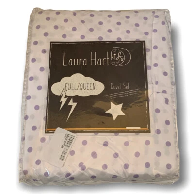 Edredón completo/queen Laura Hart para niños y fundas estándar lunares lavanda blancos Foto 1 de 4