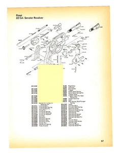 REVÓLVER ROSSI CALIBRE 22 SENATOR CON VISTA EXPLOTADA/LISTA DE PIEZAS ANUNCIO 1974 - Imagen 1 de 1