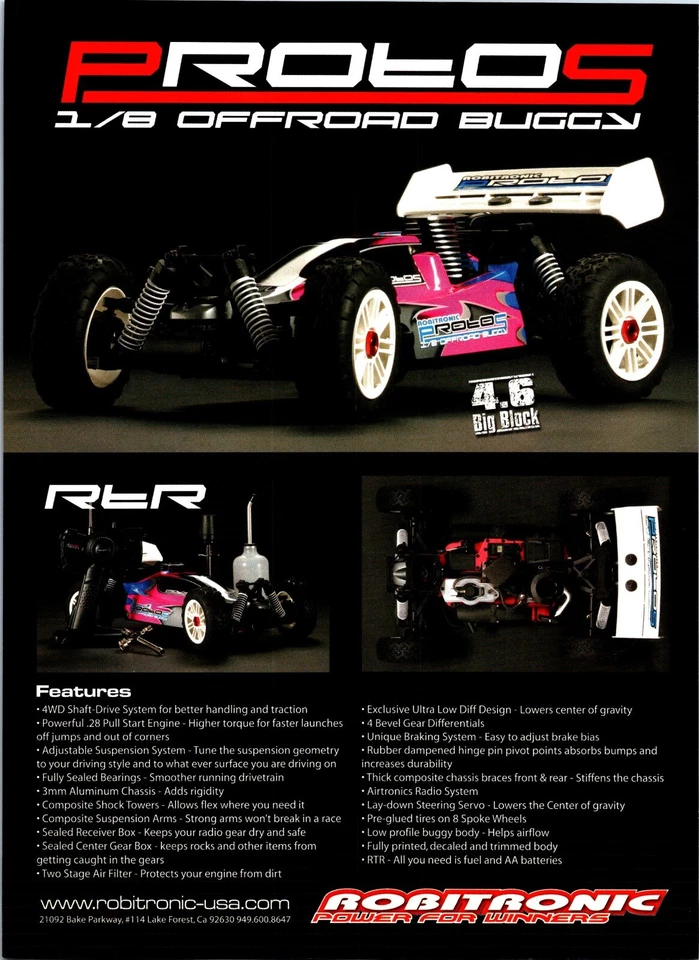 Robitronic Protos RC Offroad Buggy Wall Art Decor Ephemera 1/8 4.6 Big Block - Image 1 of 1