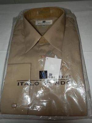 Italo Mondo Button Down Dress Shirt Long Sleeve Beige Regular Fit 16  34-35 NWT - Image 1 of 4
