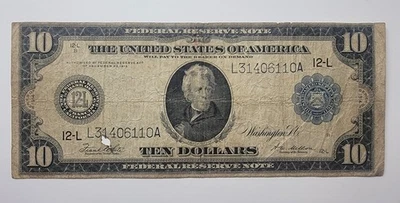 1914 Ten Dollar Federal Reserve Note San Francisco ($10 Large Note FR# 951A) - Image 1 of 4
