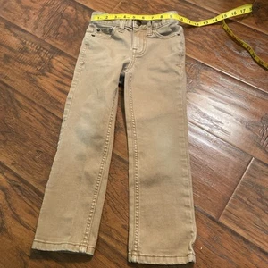 Cat And Jack Size Boy’s 4 Straight Khaki Jeans Small Ink Mark Shown - Picture 1 of 8