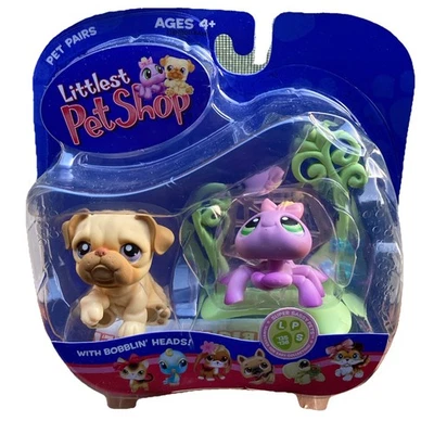 Pares de mascotas Littlest Pet Shop 2006 Bulldog #135 y Spider #136 Foto 1 de 4