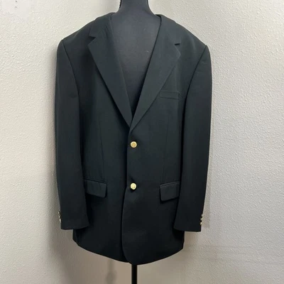 L. L. Bean Blazer Jacket Men's 48 Tall Black Lined Gold Buttons Business Classic - Image 1 of 4