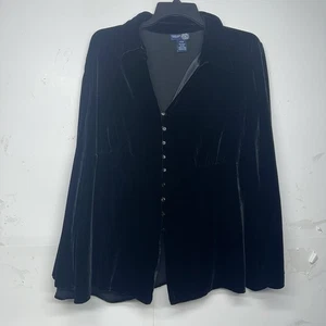 Blusa Top Venezia Jeans Clothing Co Para Mujer 18/20 Negro Terciopelo Botón Delantero - Imagen 1 de 7