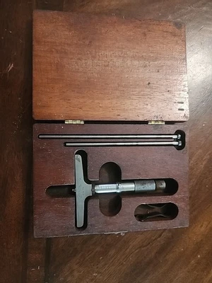 THE LUFKIN RULE CO NO 513 深度千分尺机械师工具 OG 木盒 — 第 1/4 张图片