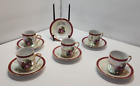 Vtg Laurel Shield Tea Cups and Saucers with Gold Accents Set of 5 in Box