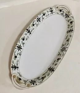 NIPPON CHINA OVAL OBLONG RELISH BREAD FISH SERVIING PLATTER GOLD TRIM HANDLES - Picture 1 of 6