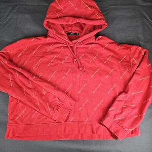 OBEY Worldwide Damen roter kurzer Hoodie mit Allover-Print Größe Medium - Bild 1 von 8