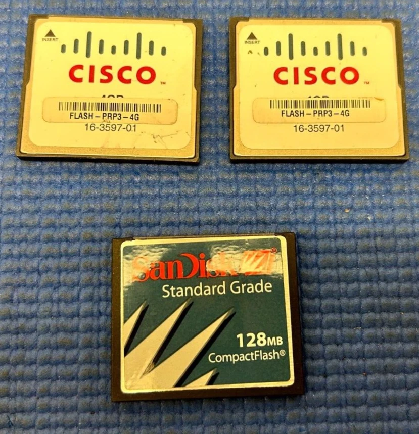 CISCO FLASH-PRP3-4G (QTY2) & (QTY 1) SANDISK SDCFB-128-201-00 COMPACT FLASH - Image 1 of 3