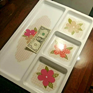 Set Of 4 Vintage 20" Divided Trays Plastic Light Weight - Picture 1 of 4