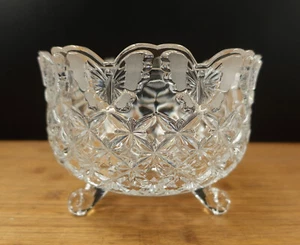 HOFBAUER Vintage Crystal Footed Fruit Salad Candy Bowl Butterfly Design 6"x 4.5" - Picture 1 of 7