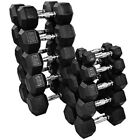 NEW FRAY FITNESS RUBBER HEX DUMBBELLS Select-weight 10,15, 20, 25, 30, 35, 40LB For Sale