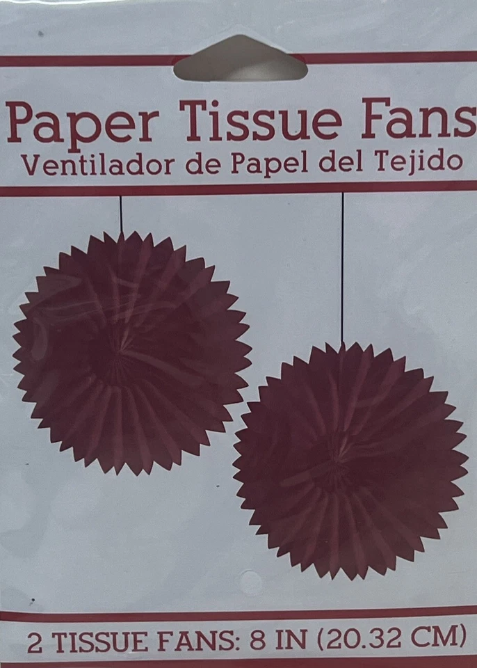 Red Paper Tissue Fans  - Image 1 of 1