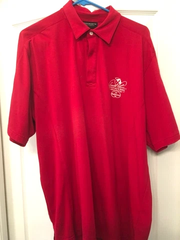 ARNOLD PALMER INVITATIONAL GOLF TOURNAMENT  RED  LOGO  STAFF  GOLF SHIRT MENS L Cover