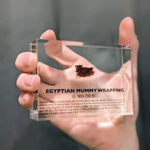 Ancient Egyptian Mummy Linen Wrapping- Lucite Acrylic Artifact Display - Picture 1 of 5