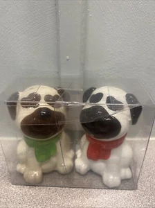 Happy Holidays Dogs With Christmas Scarves Ceramic Salt And Pepper Shakers Set - Bild 1 von 3
