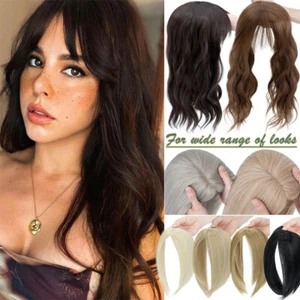 NEW Natural Thick Hairpiece As Human Hair Topper Women Wiglet Clip In On Toupee - Picture 1 of 111