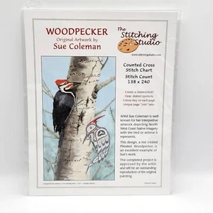 Sue Coleman & The Stitching Studio "Picchio impilato" punto croce contato Pa - Foto 1 di 7