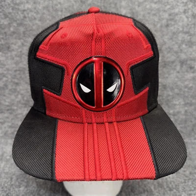 Marvel Comics Deadpool Bioworld Snapback Baseball Cap Hat Flat Bill Black Red - Image 1 of 4