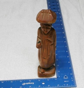 Vintage Hand Carved Wooden Man Korea 8" MISSING STAFF - Picture 1 of 8