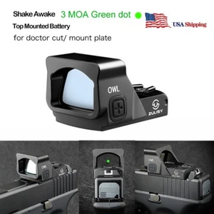 Tactical Pistol Shake awake Green Dot Sight OWL for Doctor Cut Optic Ready Plate - Picture 1 of 15