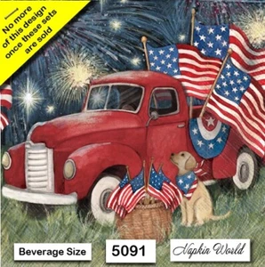(5091) DOS servilletas de papel para bebidas/cócteles decoupage arte artesanía camión rojo cuarto - Imagen 1 de 4