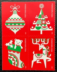2020 Scott #5526-29, Forever, HOLIDAY DELIGHTS - MNH - Block of 4 Booklet Stamps - Picture 1 of 1