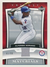 2005 Upper Deck Trilogy Generations Present Mat Silver #AS Alfonso Soriano /99