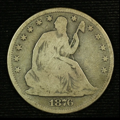 Liberty Seated Half Dollar. 1876 CC. Good Circulated. Lot # 9042-44-0136 Cover
